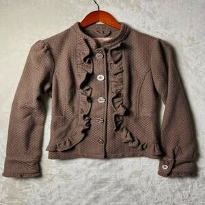 Prairie Cottage Ruffled Blazer Basketweave Cardigan Women's S Academia Decree